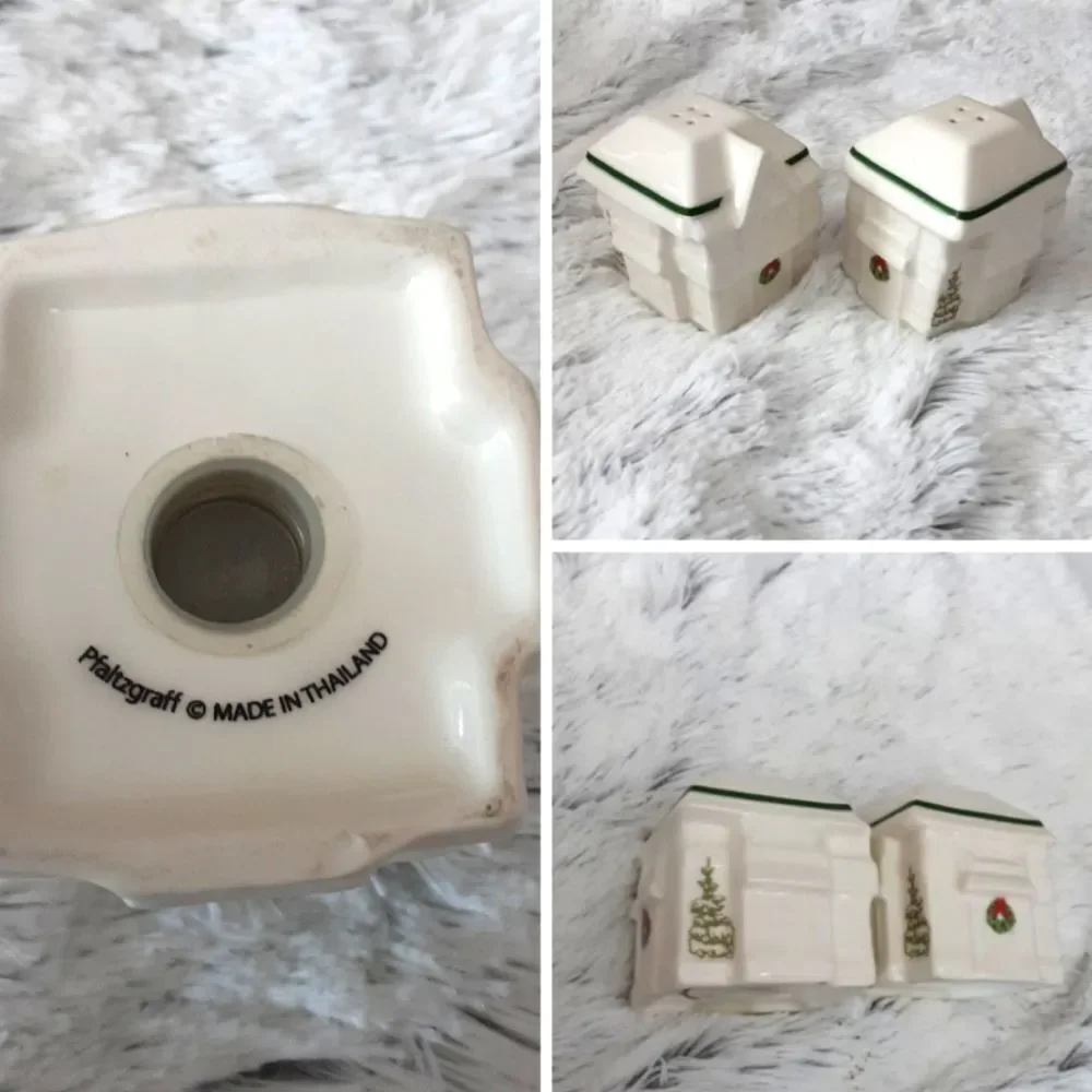 Pfaltzgraff S&P Shakers Victorian Lane‎ Christmas House Retired Design Perfect
